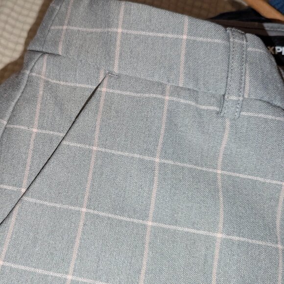 Express Columnist Mid Rise Ankle Gray Plaid Dress Pants stretch - Picture 5 of 7